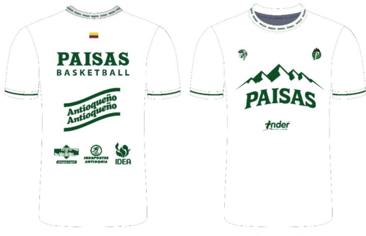 CAMISETA PRESENTACION BLANCA PAISAS BASKETBALL