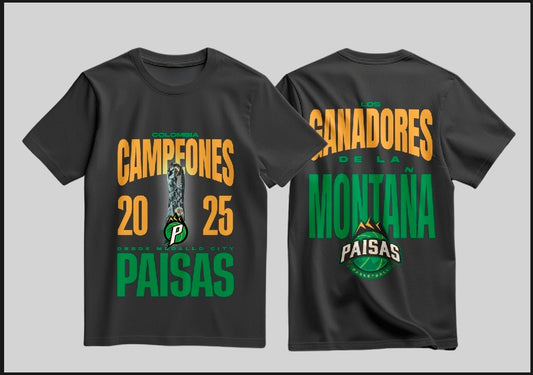 CAMISETA NEGRA PAISAS CAMPEONES DE LA MONTAÑA