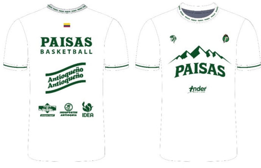 CAMISETA PRESENTACION BLANCA PAISAS BASKETBALL